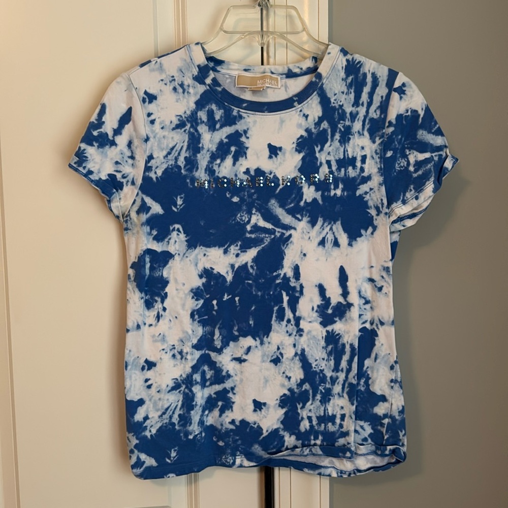 Michael Kors cute blue & white tie dyed tee